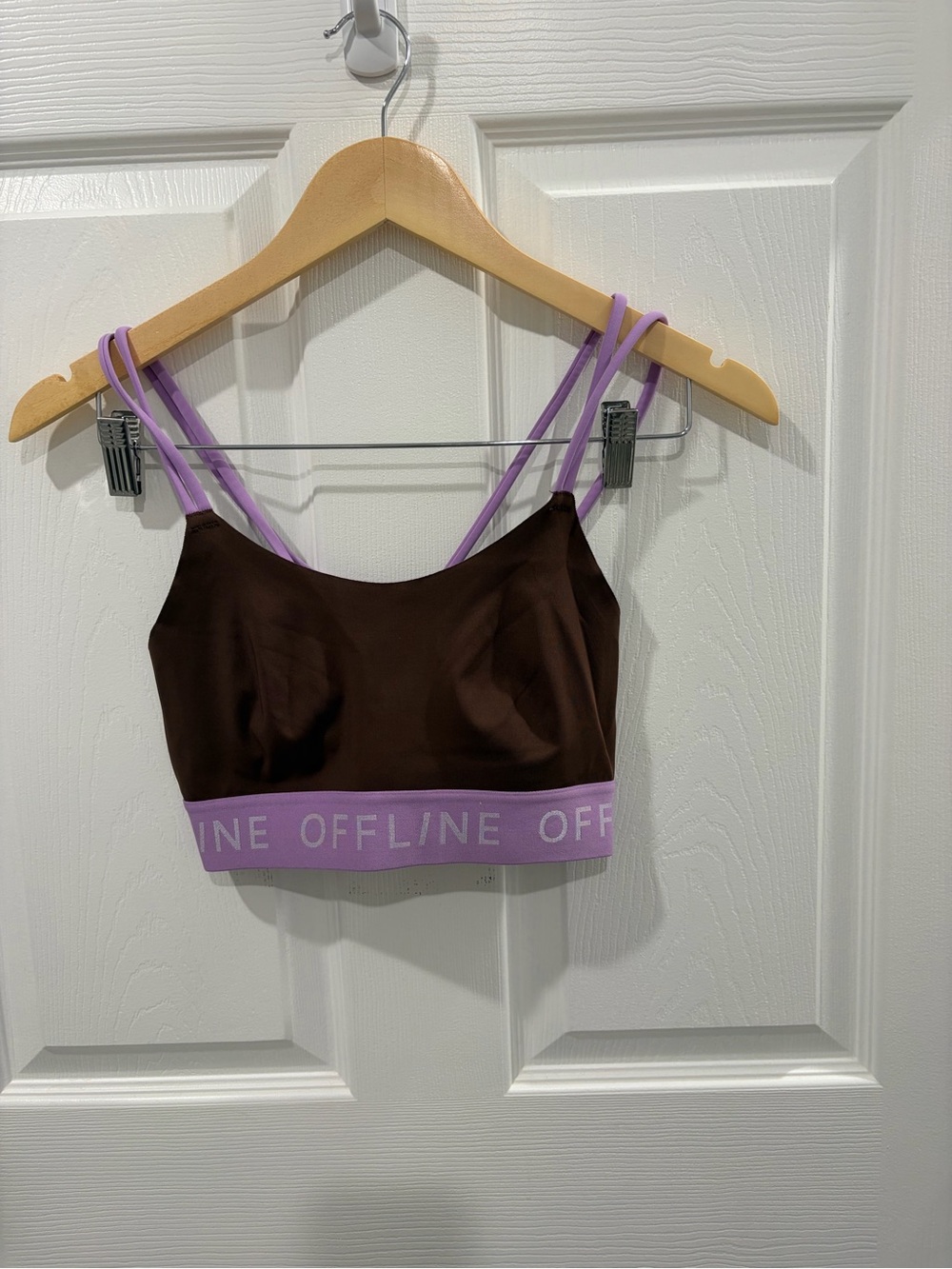 aerie Brown & Lavender Colorblock Leggings with Strappy Sports Bra - Picture 5 of 5